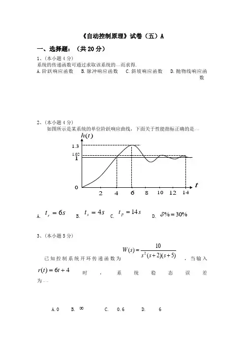 自控试题及答案