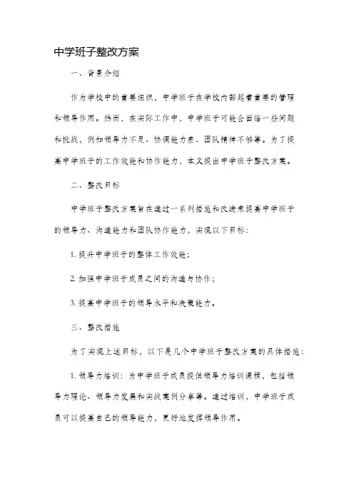 中学班子整改方案