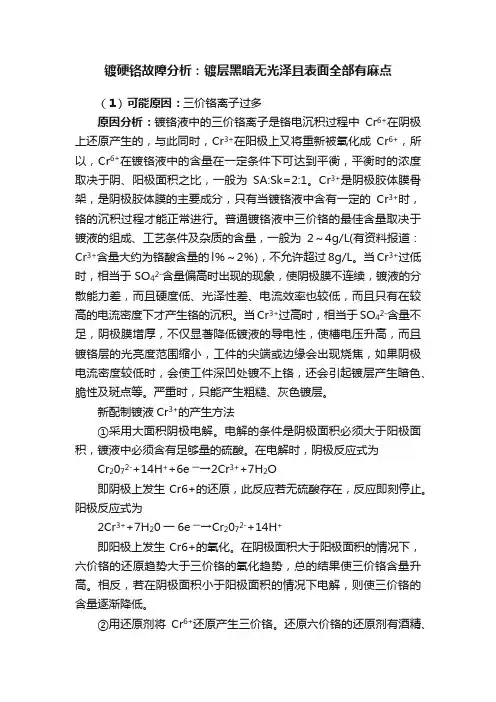 镀硬铬故障分析：镀层黑暗无光泽且表面全部有麻点