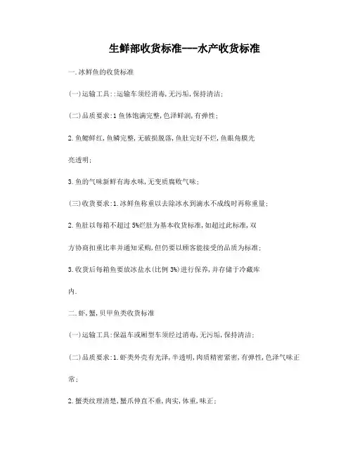 生鲜部收货标准---水产收货标准