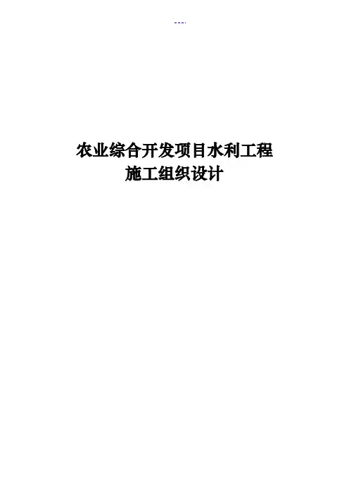 农业综合开发项目水利工程施工组织设计