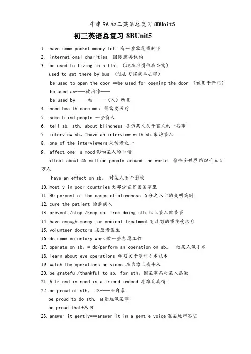 牛津9A初三英语总复习8BUnit5