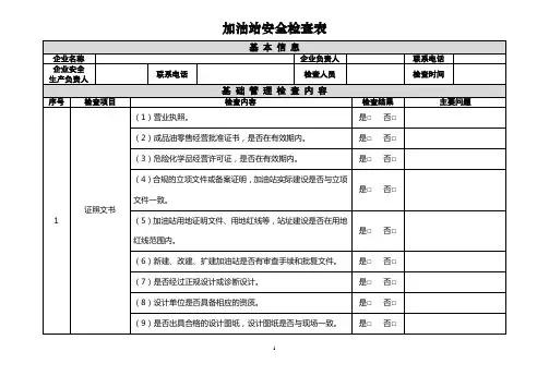 加油站安全检查表