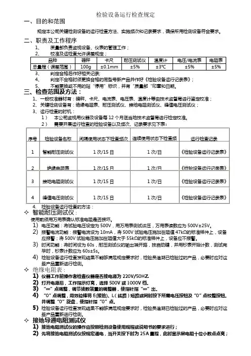 检验设备运行检查规定