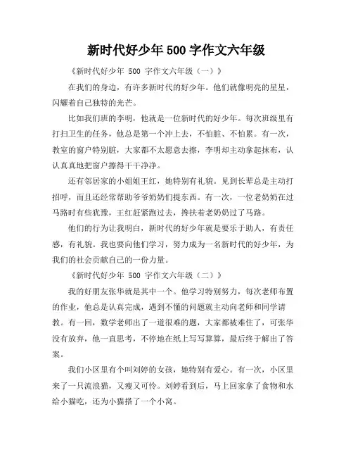 新时代好少年500字作文六年级