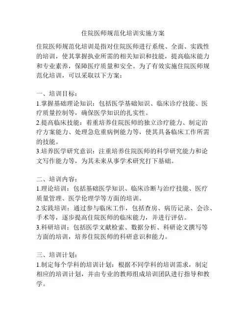 住院医师规范化培训实施方案