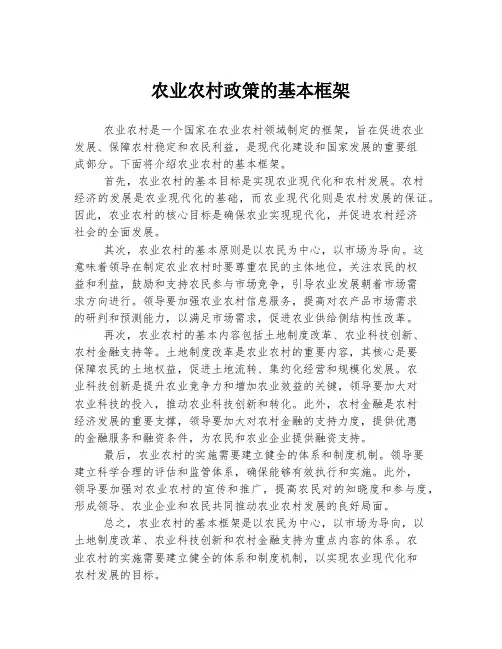 农业农村政策的基本框架