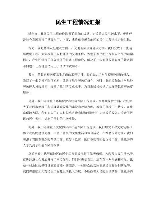 民生工程情况汇报