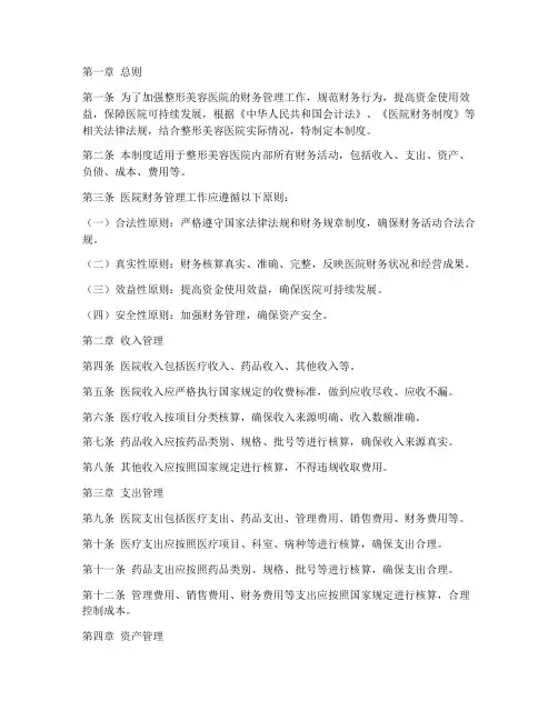整形美容医院财务管理制度