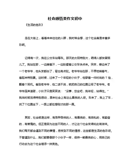 社会感悟类作文初中