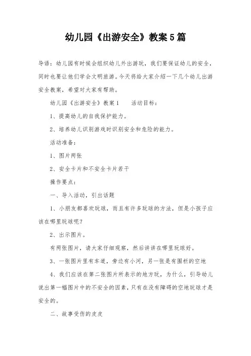 幼儿园《出游安全》教案5篇