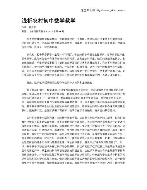 浅析农村初中数学教学
