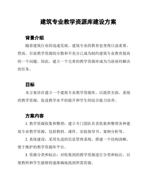 建筑专业教学资源库建设方案
