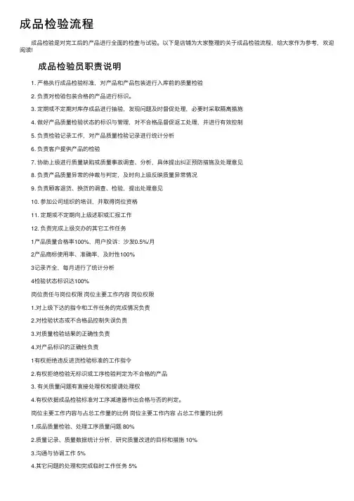 成品检验流程