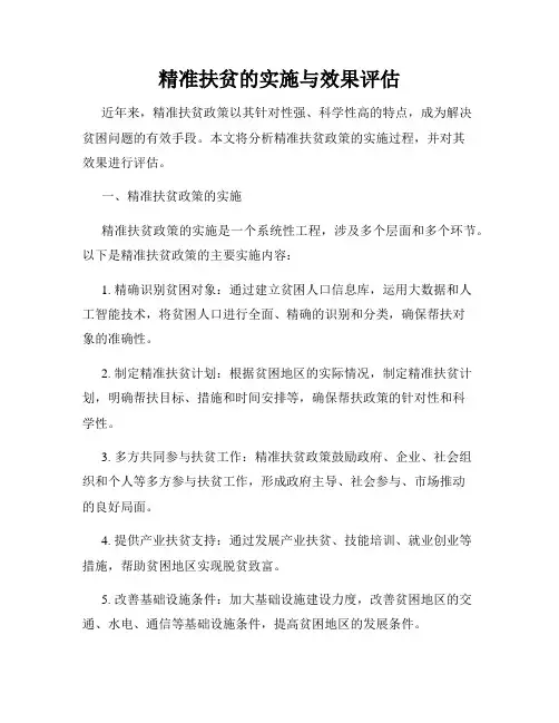 精准扶贫的实施与效果评估