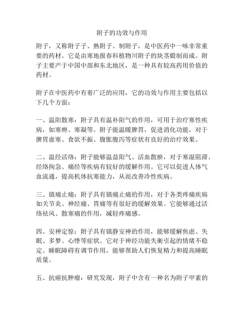 附子的功效与作用