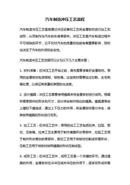 汽车制造冲压工艺流程