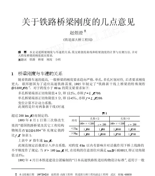 关于铁路桥梁刚度的几点意见