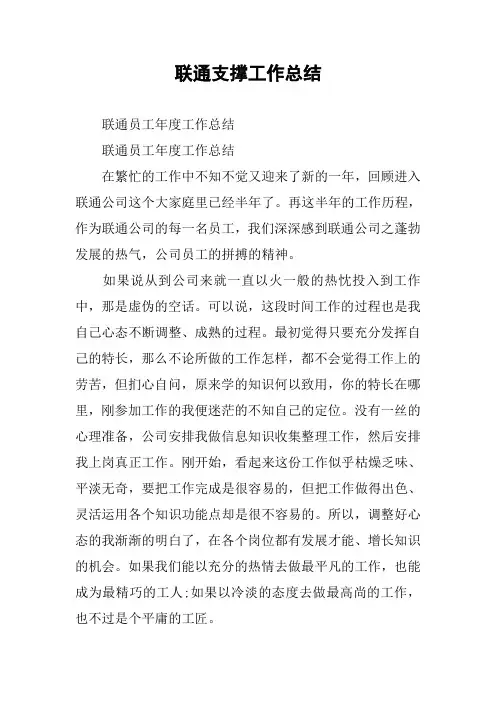 联通支撑工作总结