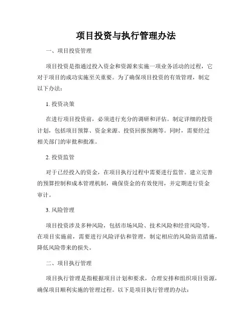 项目投资与执行管理办法