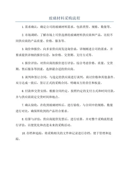 玻璃材料采购流程
