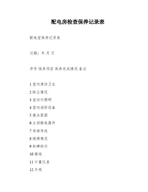 配电房检查保养记录表