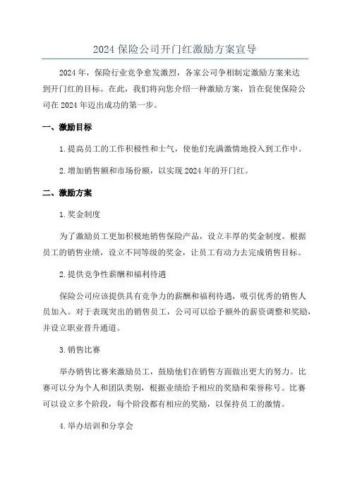 2024保险公司开门红激励方案宣导