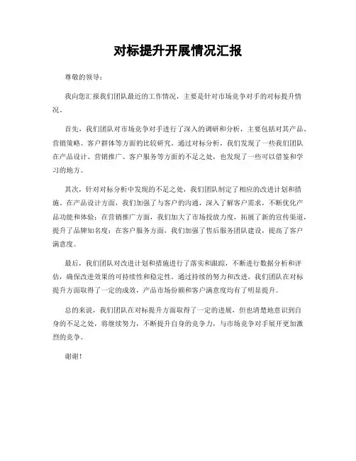 对标提升开展情况汇报
