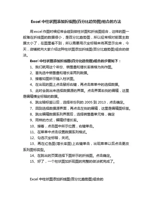 Excel中柱状图添加折线图（百分比趋势图）组合的方法