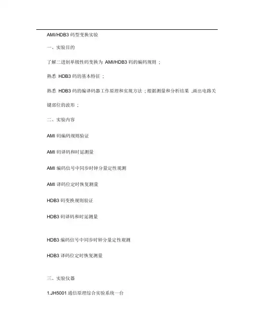 AMI和HDB3码型变换试验.