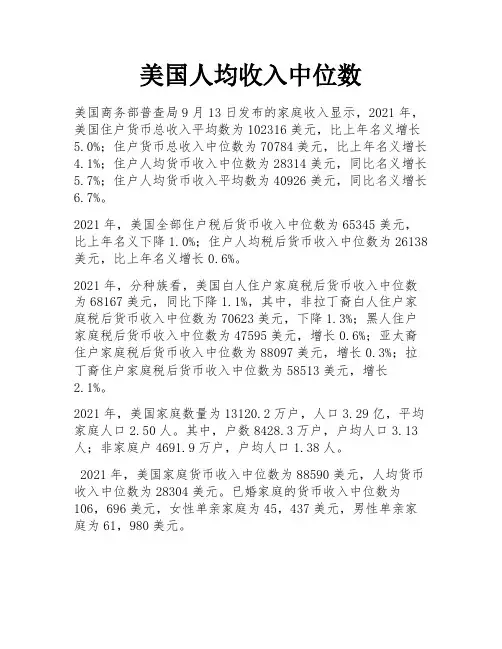 美国人均收入中位数