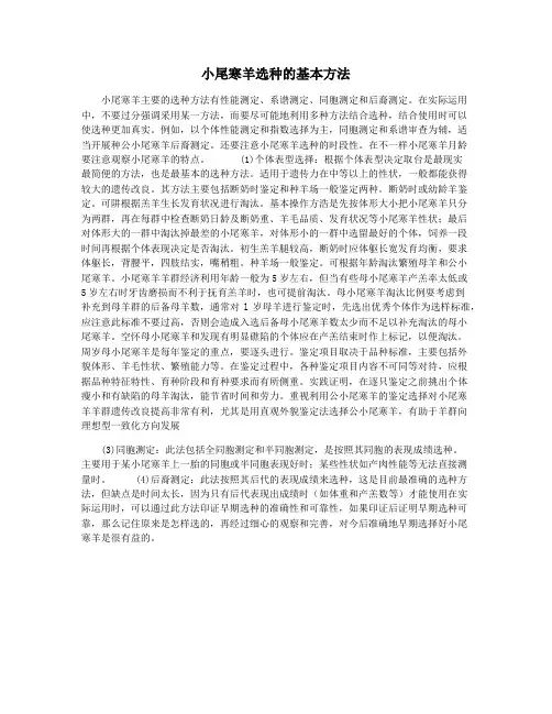 小尾寒羊选种的基本方法