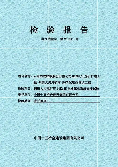 通街大沟电气调试检查报告 (最终版)