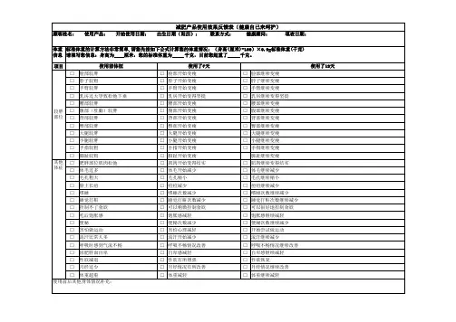 减肥产品使用效果反馈表