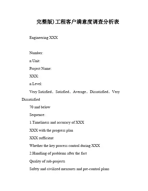 完整版)工程客户满意度调查分析表