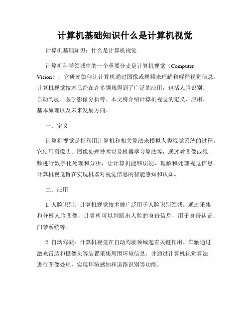 计算机基础知识什么是计算机视觉