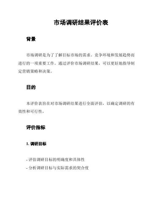 市场调研结果评价表