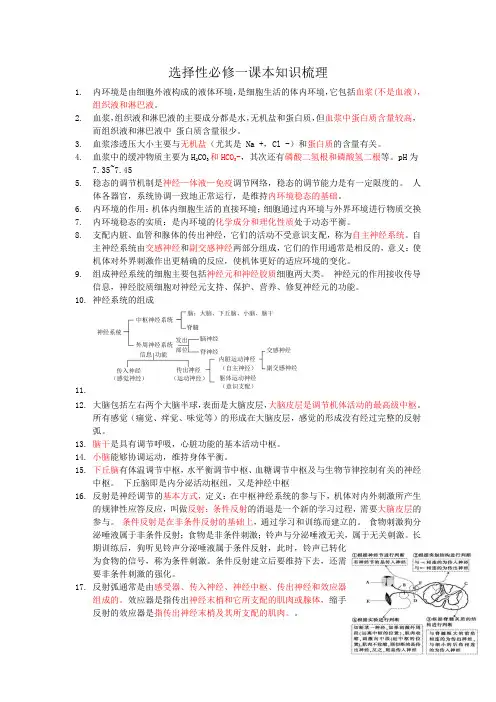 2024届高考生物三轮复习：选择性必修一课本知识梳理
