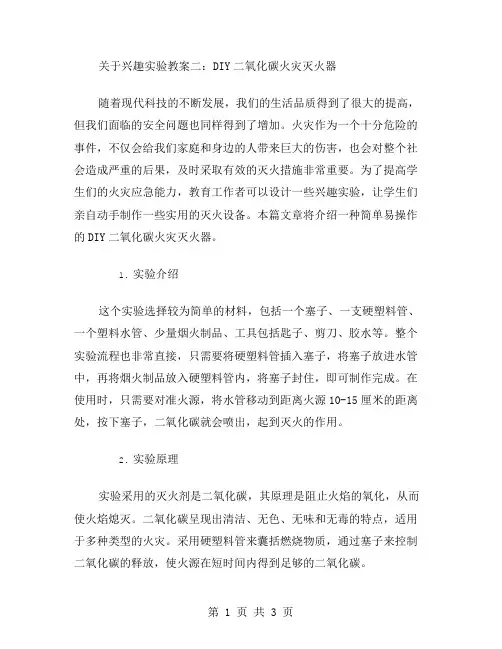 兴趣实验教案二：DIY二氧化碳火灾灭火器