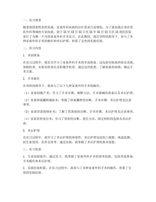 家畜外科手术实习报告