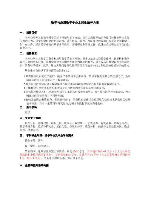 数学与应用数学专业本科生培养方案