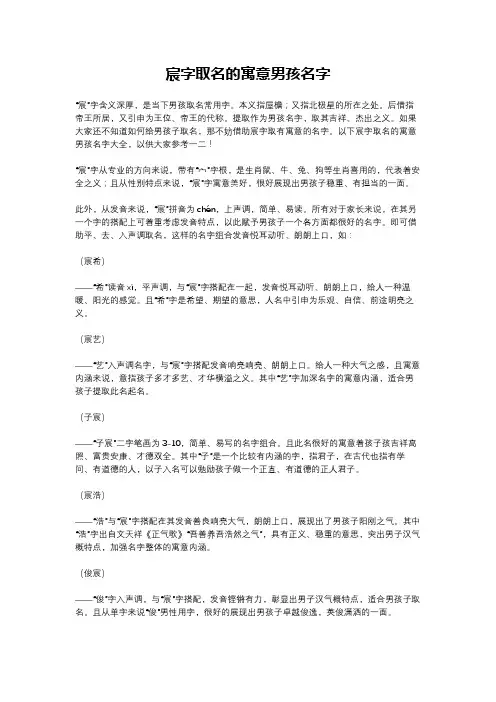 宸字取名的寓意男孩名字