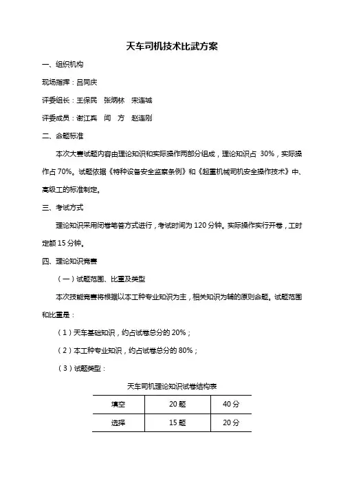 天车司机技术比武方案