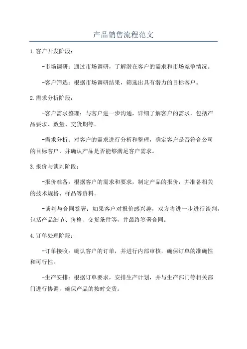 产品销售流程范文