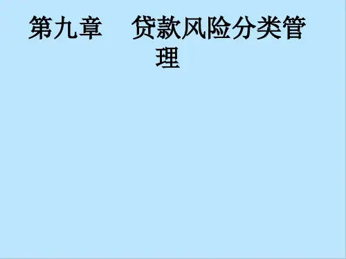 银行信贷管理第九章贷款风险分类管理
