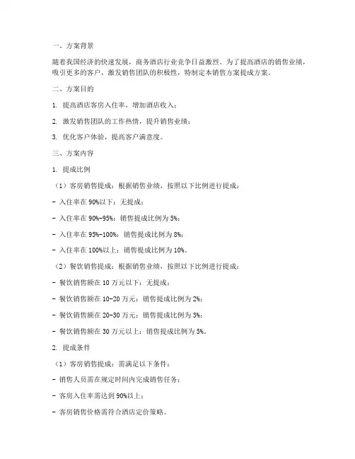 商务酒店销售方案提成