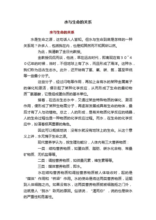 水与生命的关系