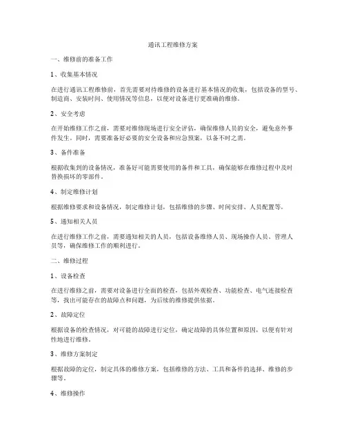 通讯工程维修方案