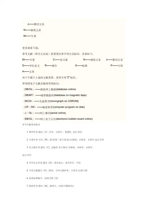 论文参考文献英文字母意义