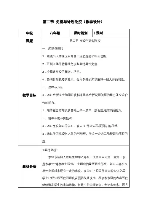 8.1.2  免疫与计划免疫  教案2